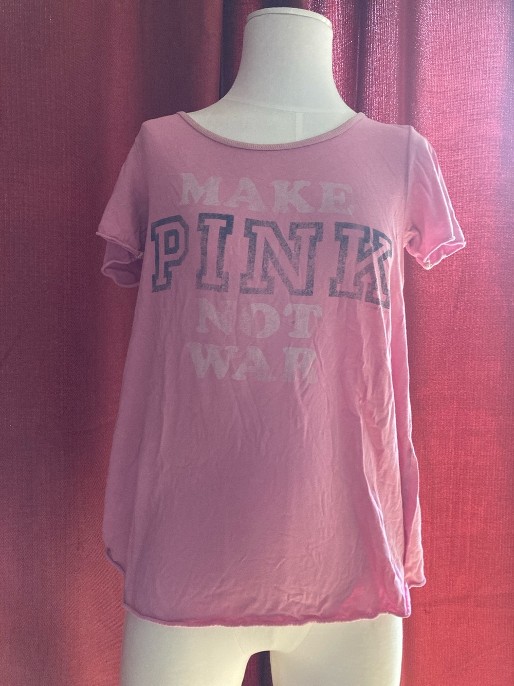 Pink Victoria’s Secret Make Pink Not War Graphic Tee - Light Pink